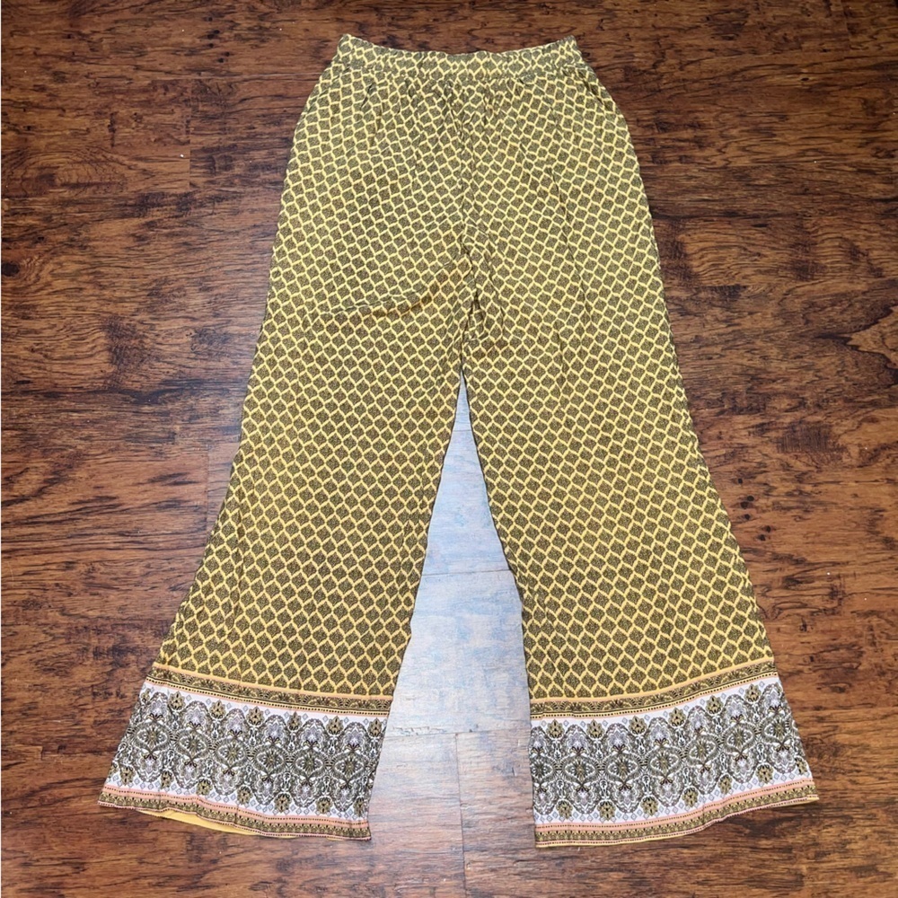 Womens Sz 6 Boho Wide Leg Pants Floral Lightweight Elastic Waist Pockets Casual - Picture 7 of 10